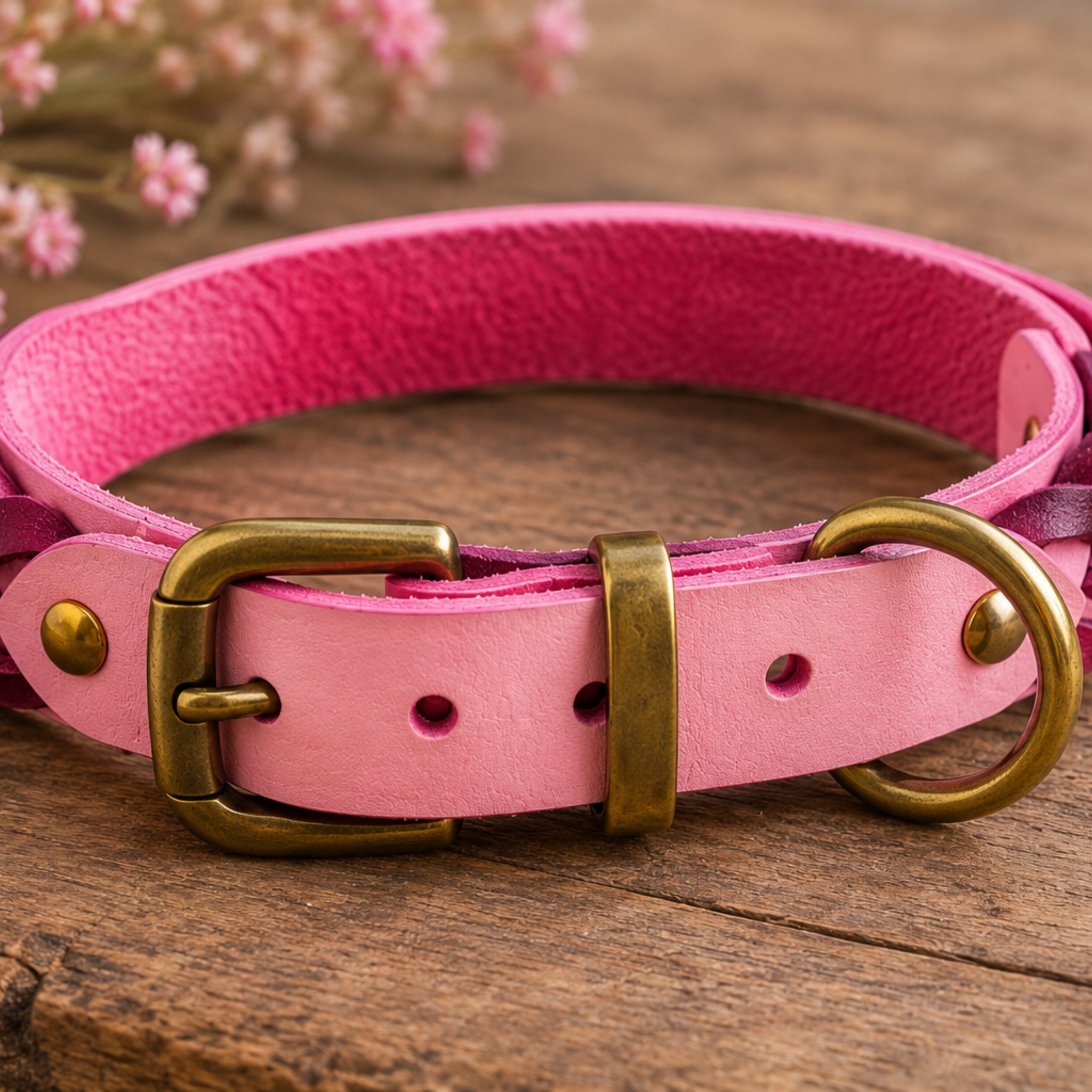 Set Collare e Guinzaglio in Pelle Toscana per Cani